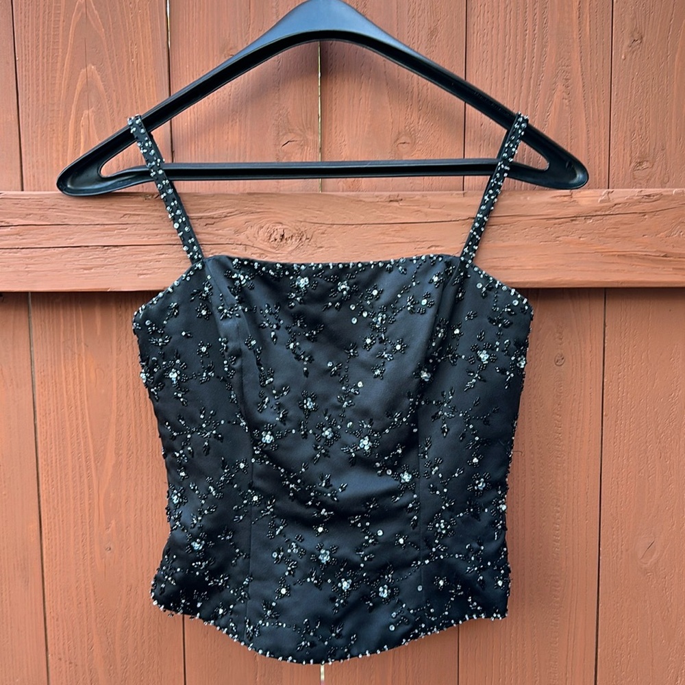 Mori Lee Black beaded and sequined corset top!